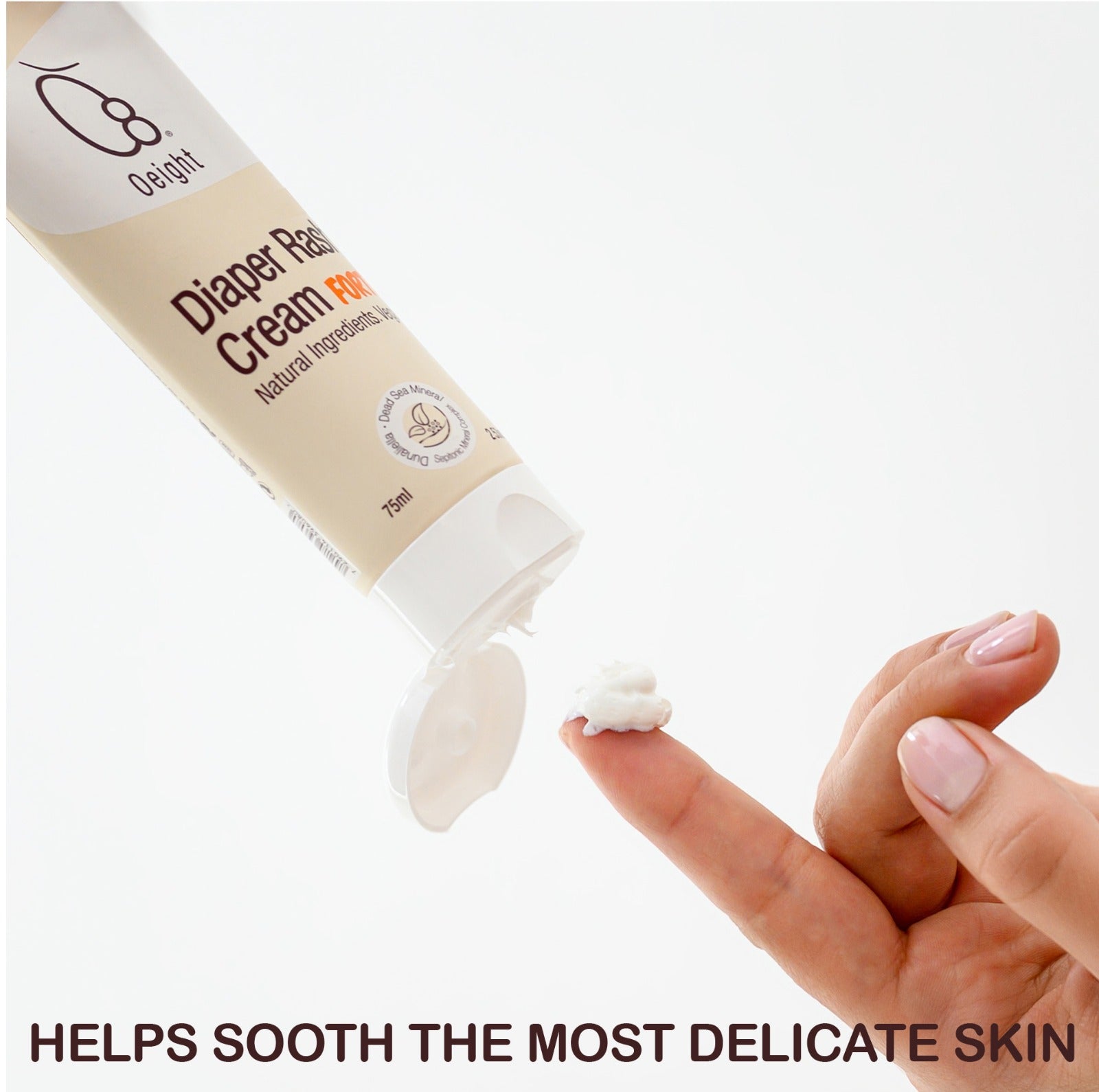 Oeight Diaper Rash Cream Forte, Dermatologically Tested & Hypoallergenic Formula for Baby Skin with 100% Natural Active Ingredients, No Parabens & Unscented - for Mild to Severe Diaper Rash, 75ml