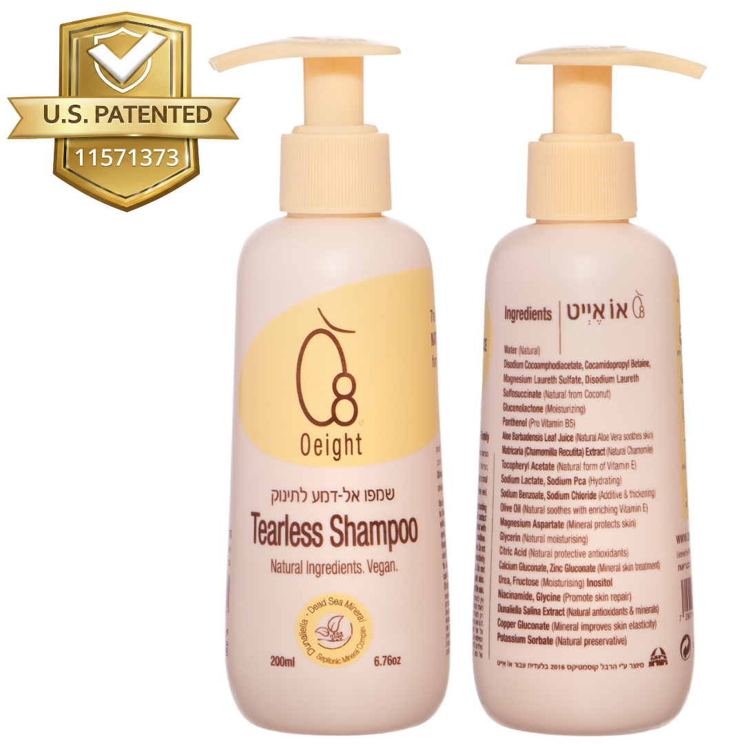 Tearless Baby Shampoo for sensitive skin and scalp, natural fragrance-free bottle