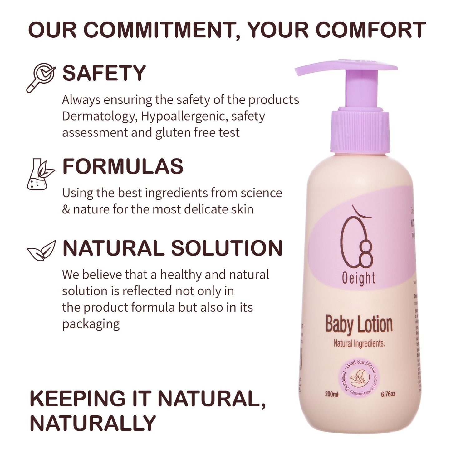 O8 Oeight Baby Lotion: Natural Body Skin Moisturizer with Dunaliella Salina, Dead Sea Minerals, Soothes, Softens, Nourishes, Protects Skin, 6.76 Oz