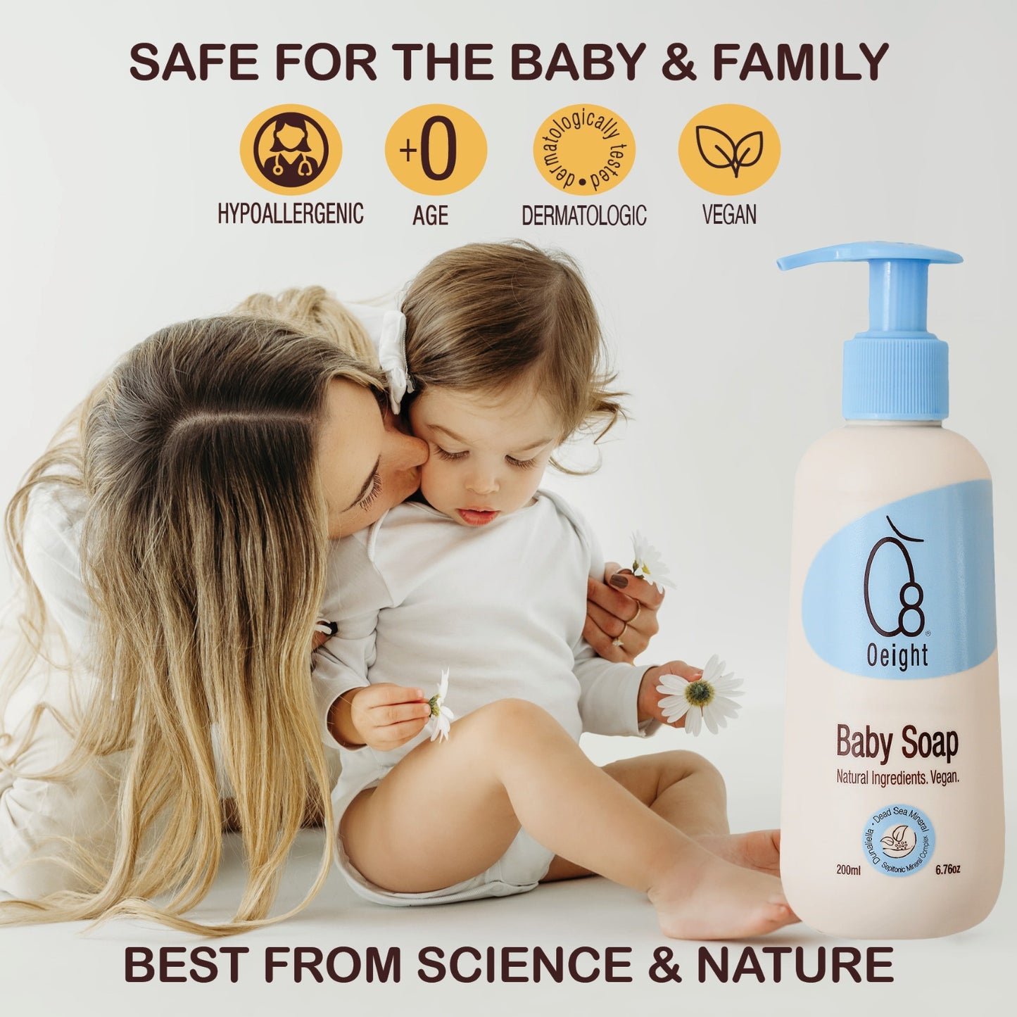 Oeight Baby Body Soap, Calming and encouraging skin restoration, gentle and sensitive | Not tested on animals, vegan, SLS free, gluten free